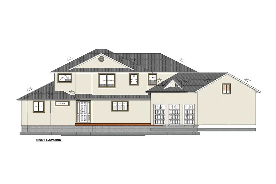 Proiect de casa cu etaj 475 m²: 6 Dormitoare, 5 Bai, Bucatarie deschisa, Garaj