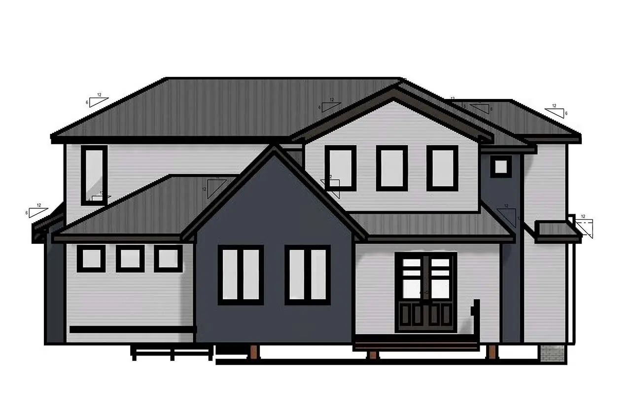 Proiect de casa cu etaj 350 m²: 3 Dormitoare, Birou, 3 Bai, Bucatarie deschisa, fara Garaj