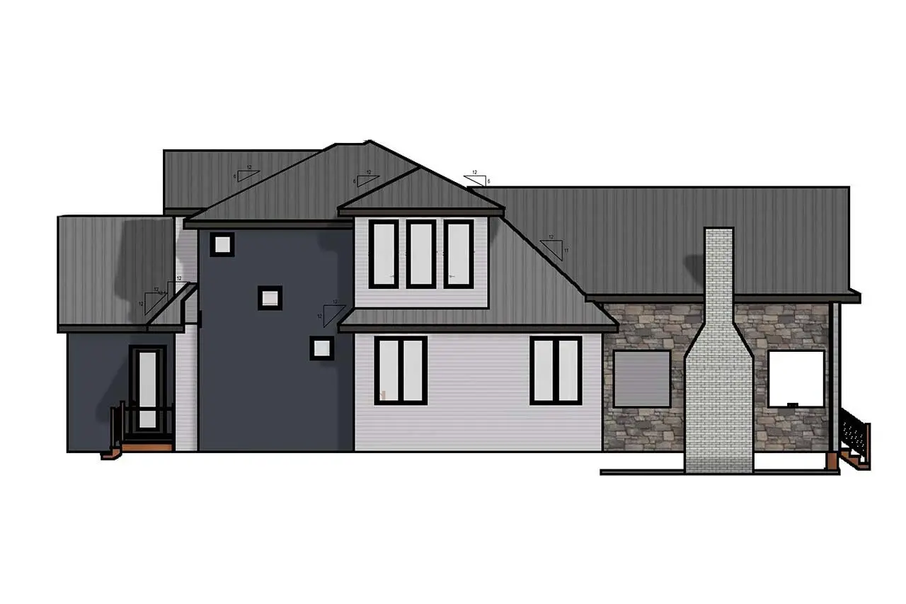 Proiect de casa cu etaj 350 m²: 3 Dormitoare, Birou, 3 Bai, Bucatarie deschisa, fara Garaj