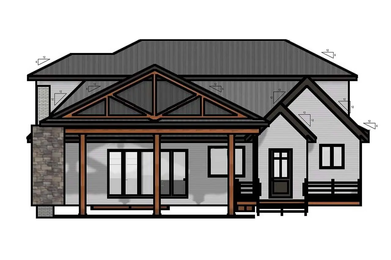 Proiect de casa cu etaj 350 m²: 3 Dormitoare, Birou, 3 Bai, Bucatarie deschisa, fara Garaj
