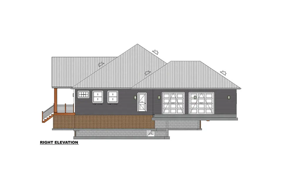 Proiect de casa parter 262 m²: 3 Dormitoare, 3 Bai, Bucatarie deschisa, Garaj