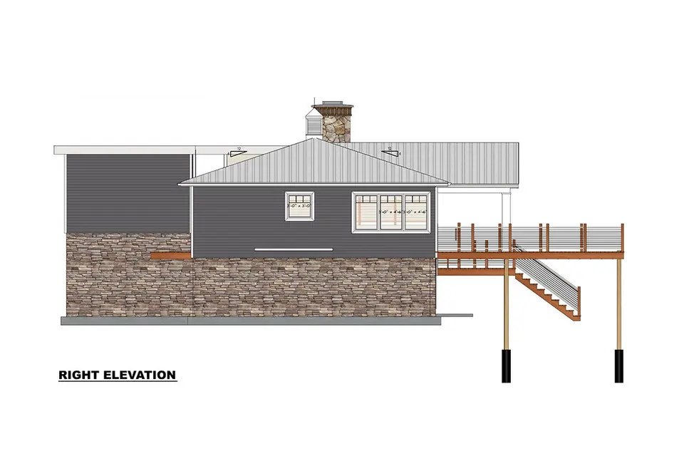 Proiect de casa parter + demisol 204 m²: 3 Dormitoare, 3 Bai, Bucatarie deschisa, fara Garaj