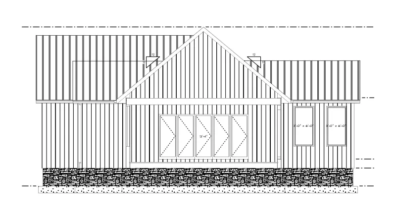 Proiect de casa parter 194 m²: 2 Dormitoare, 3 Bai, Bucatarie deschisa, fara Garaj
