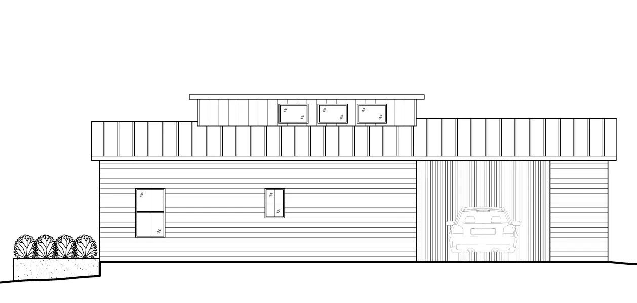 Proiect de casa parter 120 m²: 2 Dormitoare, 2 Bai, Bucatarie deschisa, fara Garaj