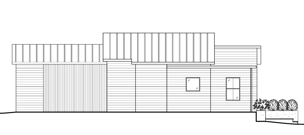 Proiect de casa parter 120 m²: 2 Dormitoare, 2 Bai, Bucatarie deschisa, fara Garaj