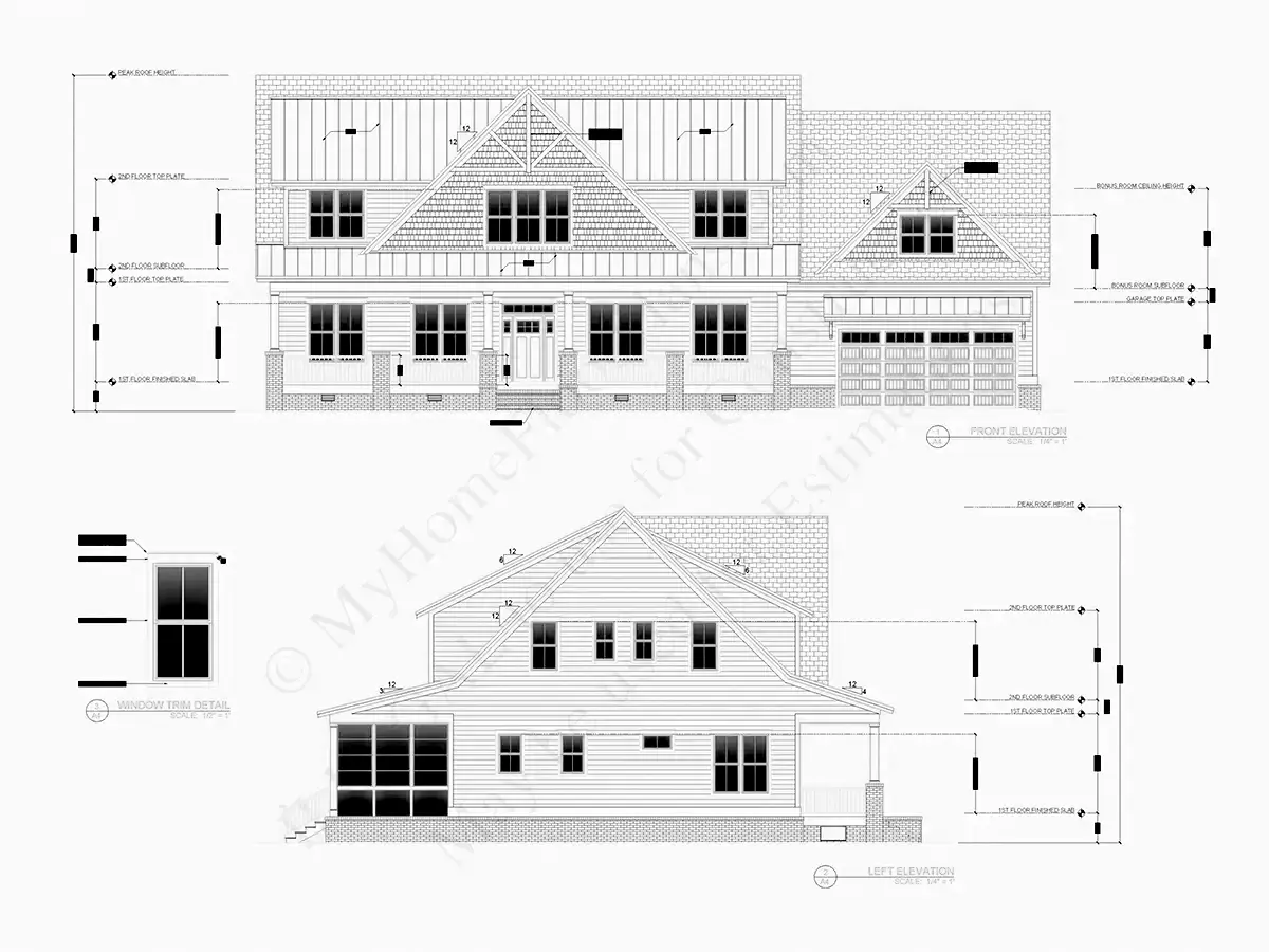Proiect de casa parter cu mansardă 315 m²: 4 Dormitoare, Birou, 4 Bai, Bucatarie deschisa, Garaj