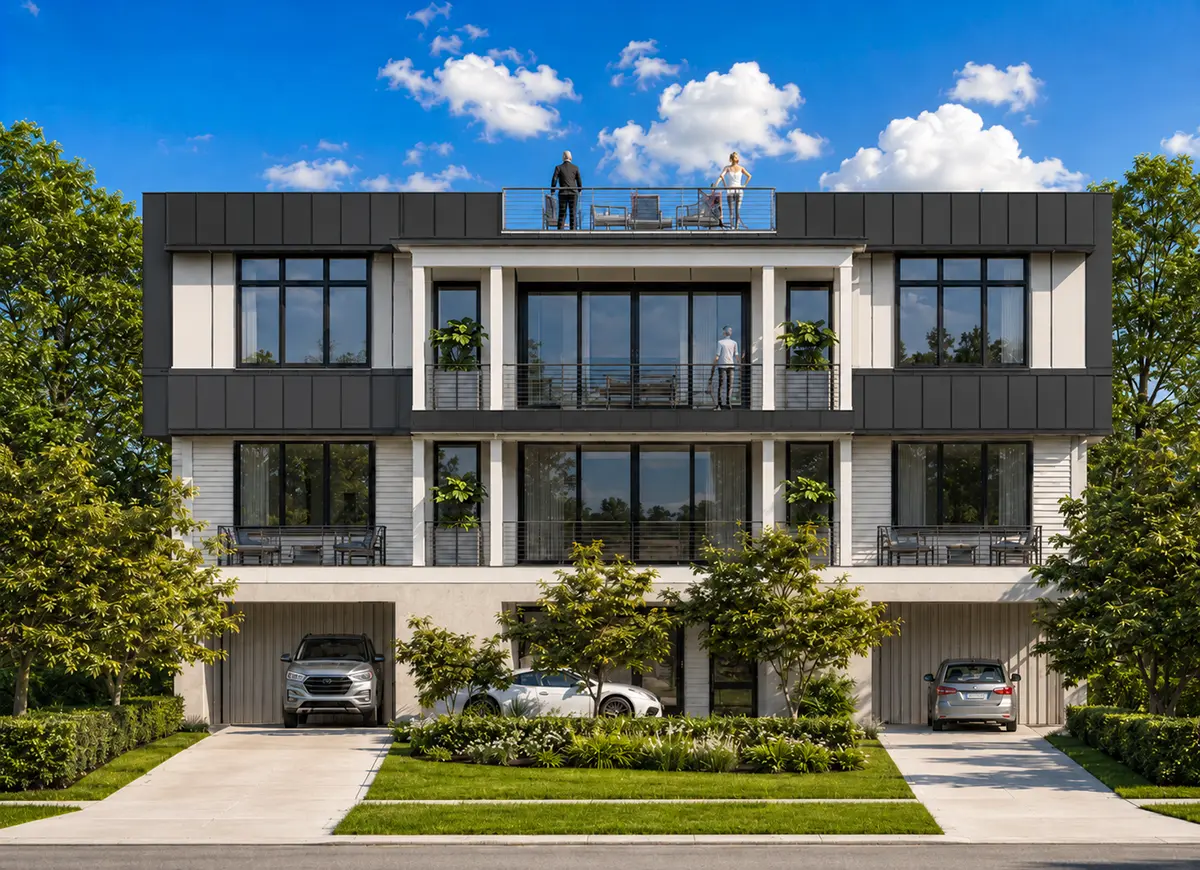 Proiect de casa cu 2 etaje 319 m²: 4 Dormitoare, Birou, 5 Bai, Bucatarie deschisa, Garaj