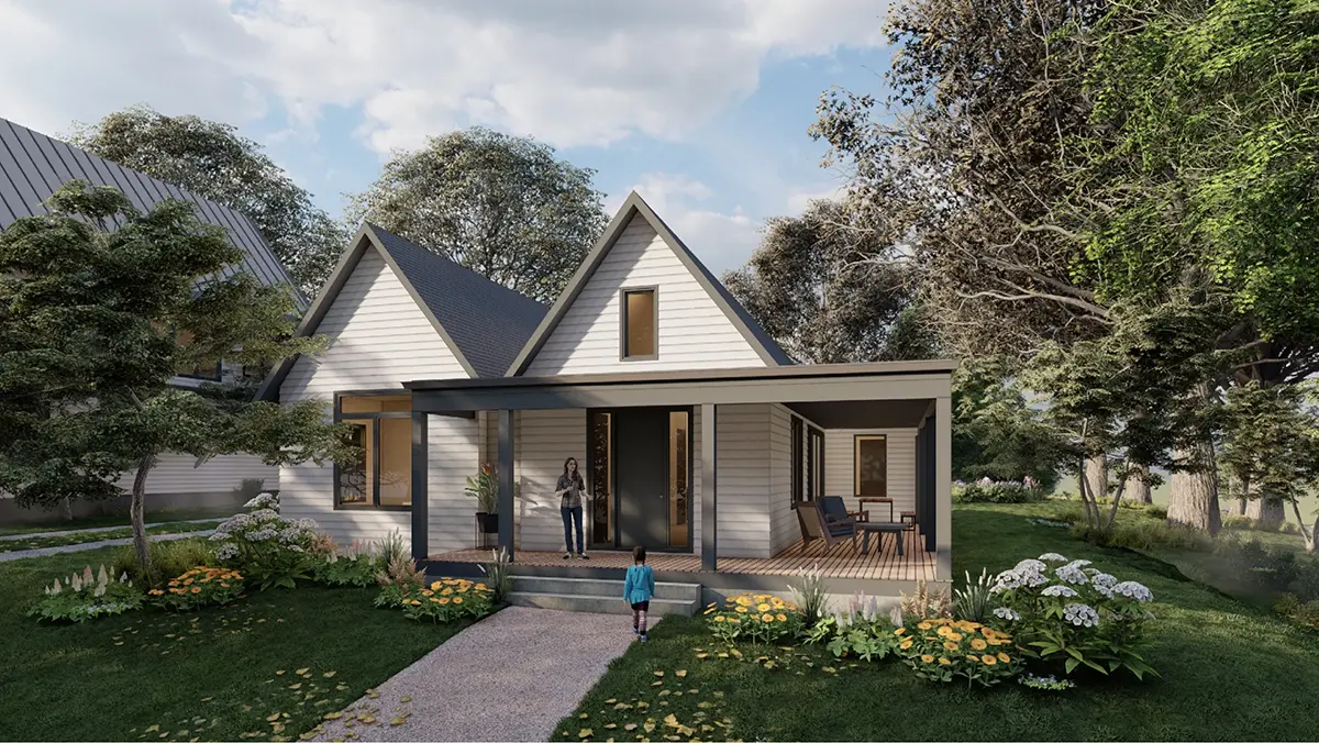 Proiect de casa parter 181 m²: 3 Dormitoare, 2 Bai, Bucatarie deschisa, fara Garaj