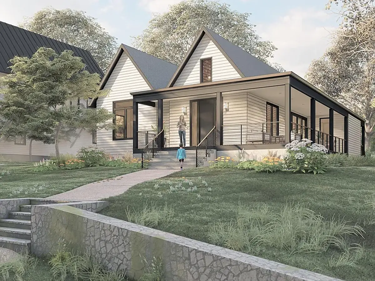 Proiect de casa parter 181 m²: 3 Dormitoare, 2 Bai, Bucatarie deschisa, fara Garaj