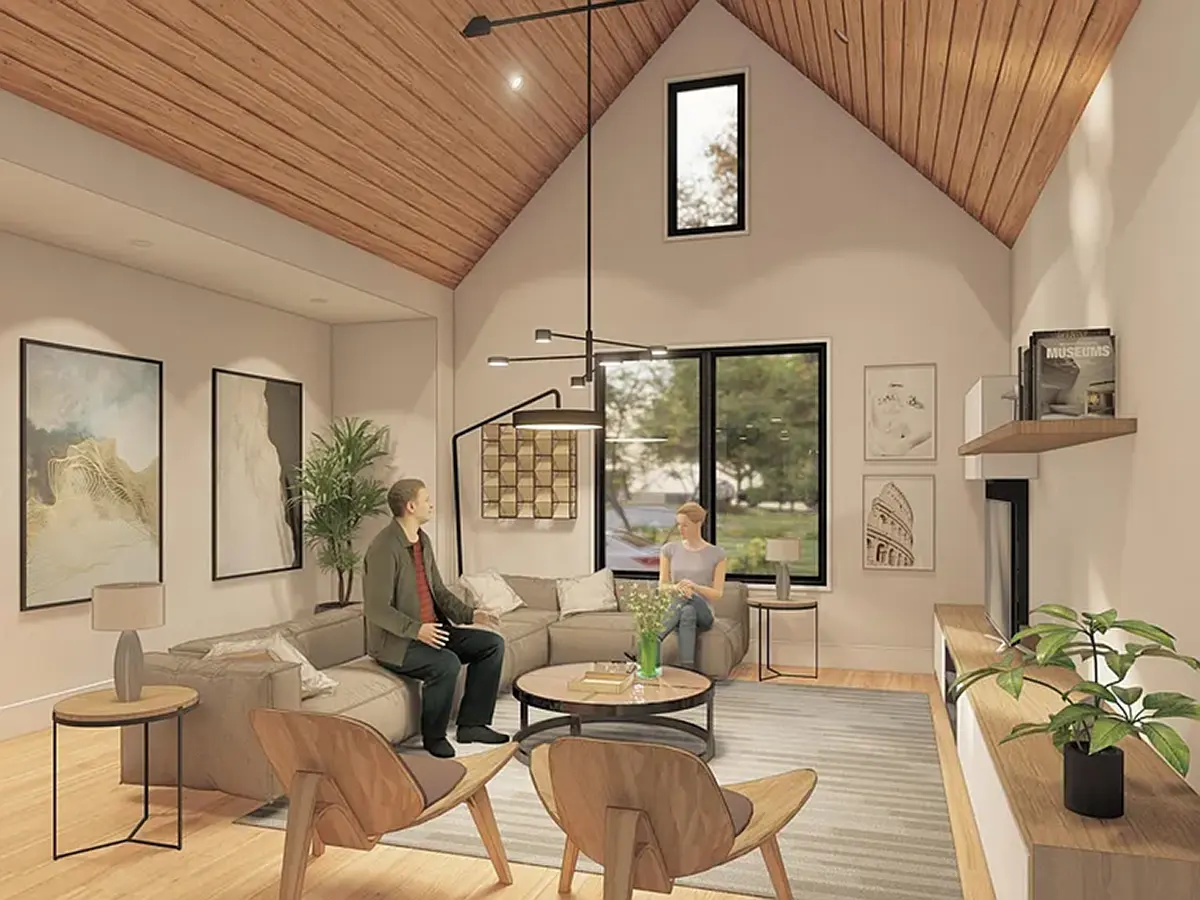 Proiect de casa parter 181 m²: 3 Dormitoare, 2 Bai, Bucatarie deschisa, fara Garaj