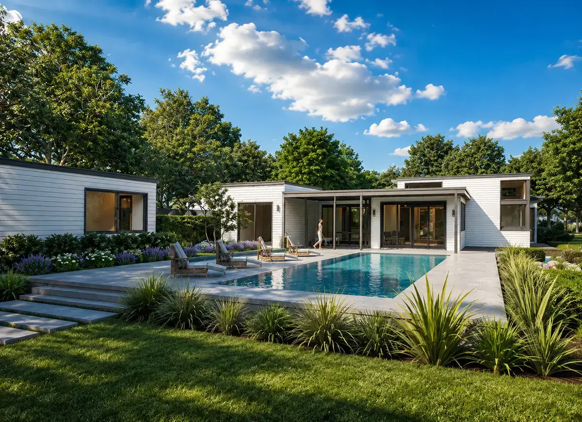 Imagini principale 4 – Proiect de casa parter 347 m²: 4 Dormitoare, Birou, 6 Bai, Bucatarie deschisa, Garaj — 13794R