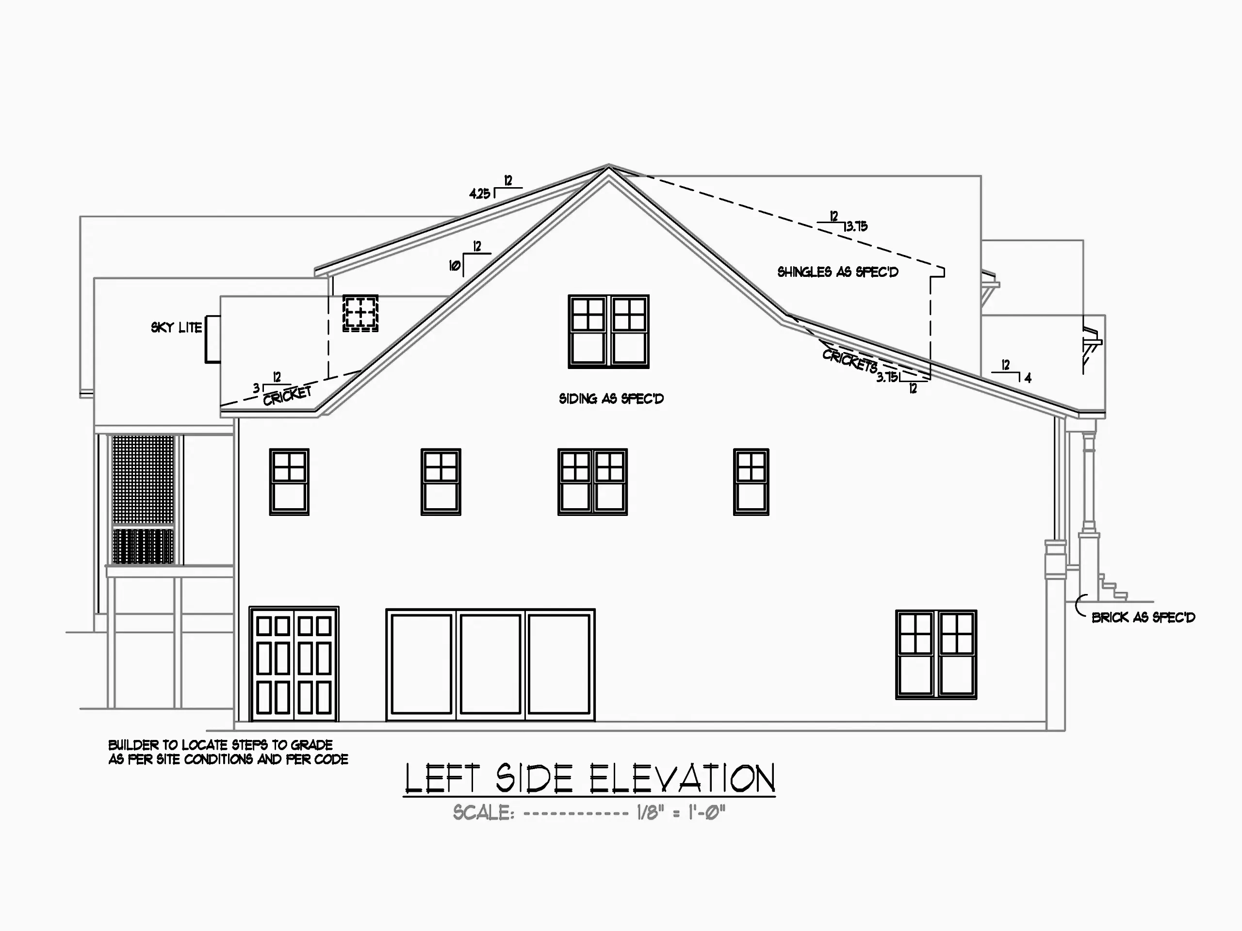 Fațade 9 – Proiect de casa parter cu mansardă 440 m²: 4 Dormitoare, Birou, 5 Bai, Bucatarie deschisa, Garaj — 47532R