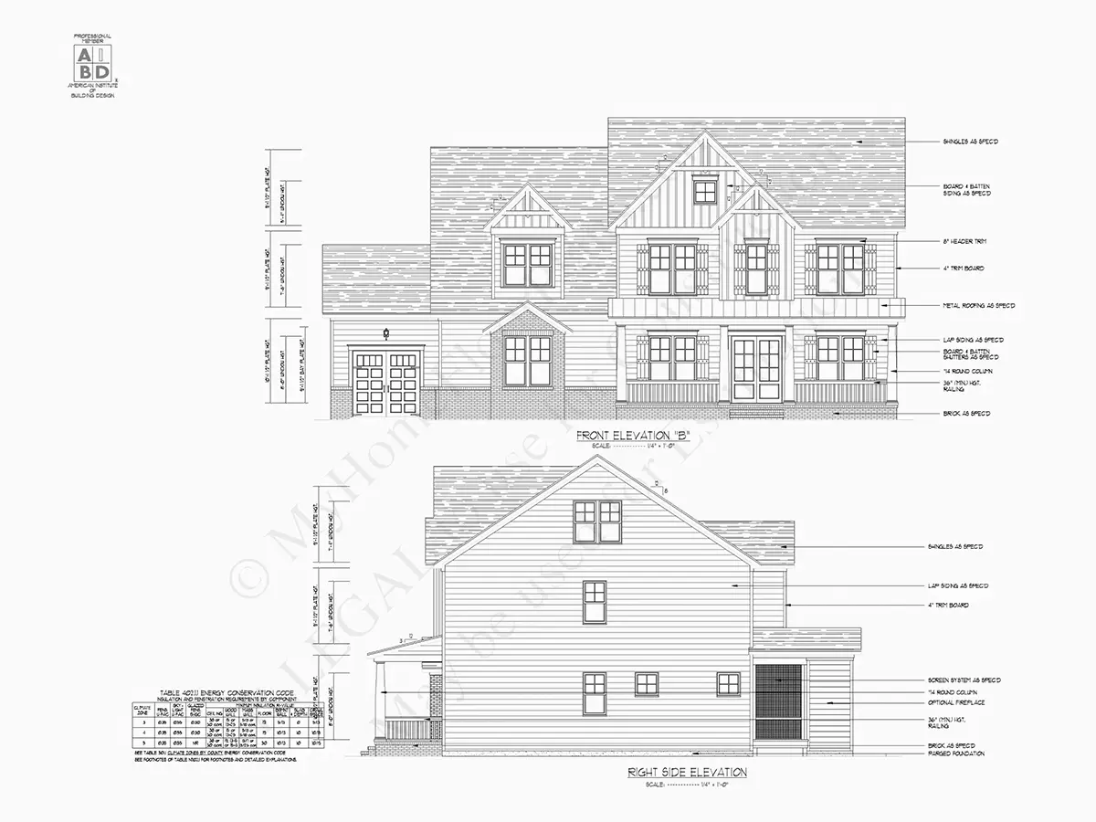 Fațade 12 – Proiect de casa cu etaj 341 m²: 5 Dormitoare, Birou, 4 Bai, Bucatarie deschisa, Garaj — 95630R