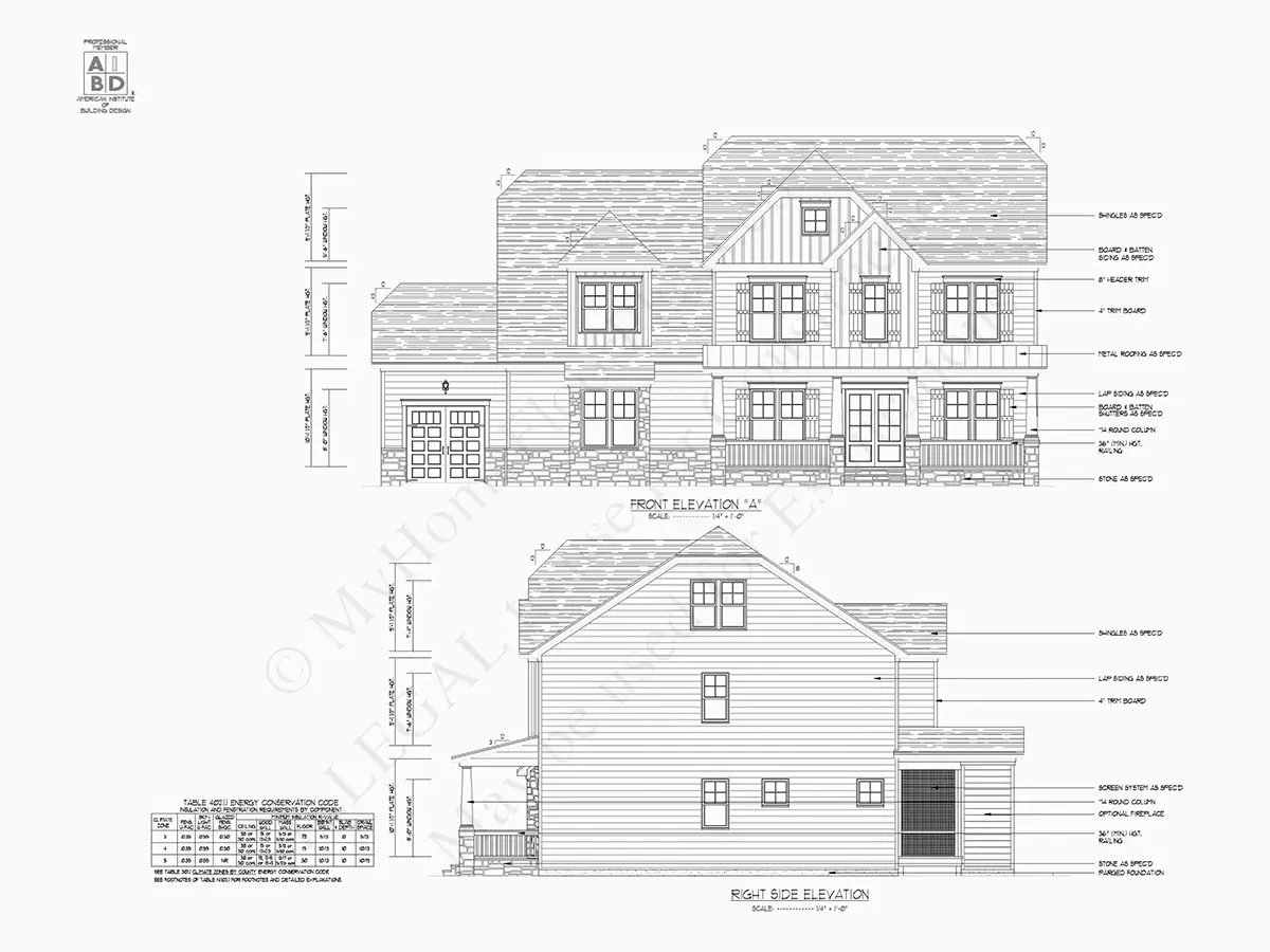 Fațade 9 – Proiect de casa cu etaj 341 m²: 5 Dormitoare, Birou, 4 Bai, Bucatarie deschisa, Garaj — 95630R