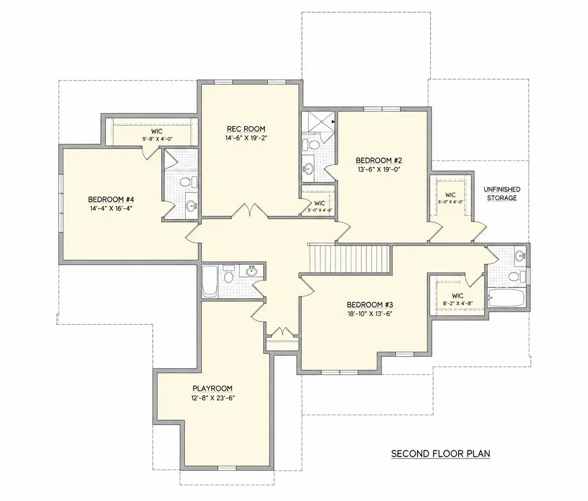 Etaj 1 1 – Proiect de casa parter cu mansardă 413 m²: 4 Dormitoare, Birou, 4 Bai, Bucatarie deschisa, Garaj — 46929R
