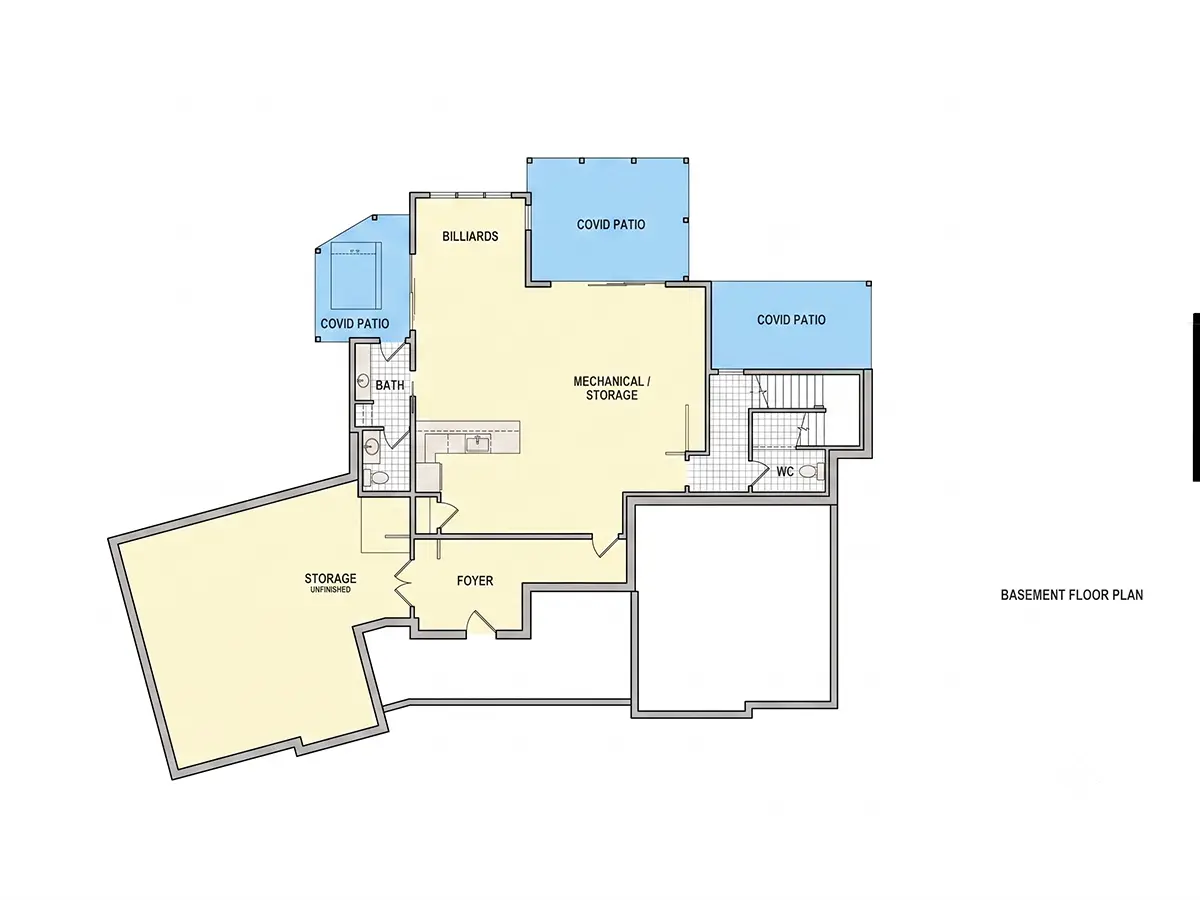 Subsol 5 – Proiect de casa cu etaj + demisol 433 m²: 4 Dormitoare, Birou, 6 Bai, Bucatarie deschisa, Garaj — 96376R