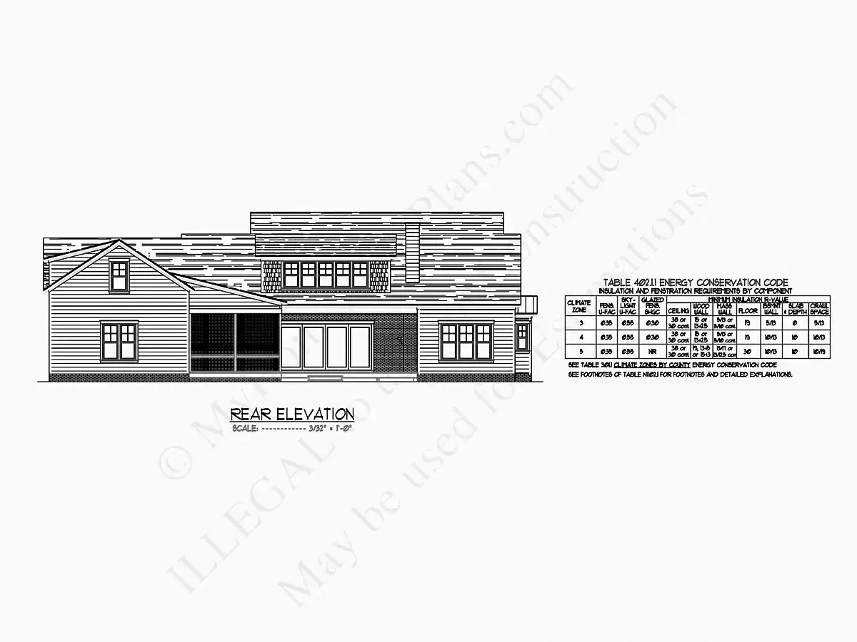 Fațade 6 – Proiect de casa parter cu mansardă 436 m²: 4 Dormitoare, Birou, 5 Bai, Bucatarie deschisa, Garaj — 62850R