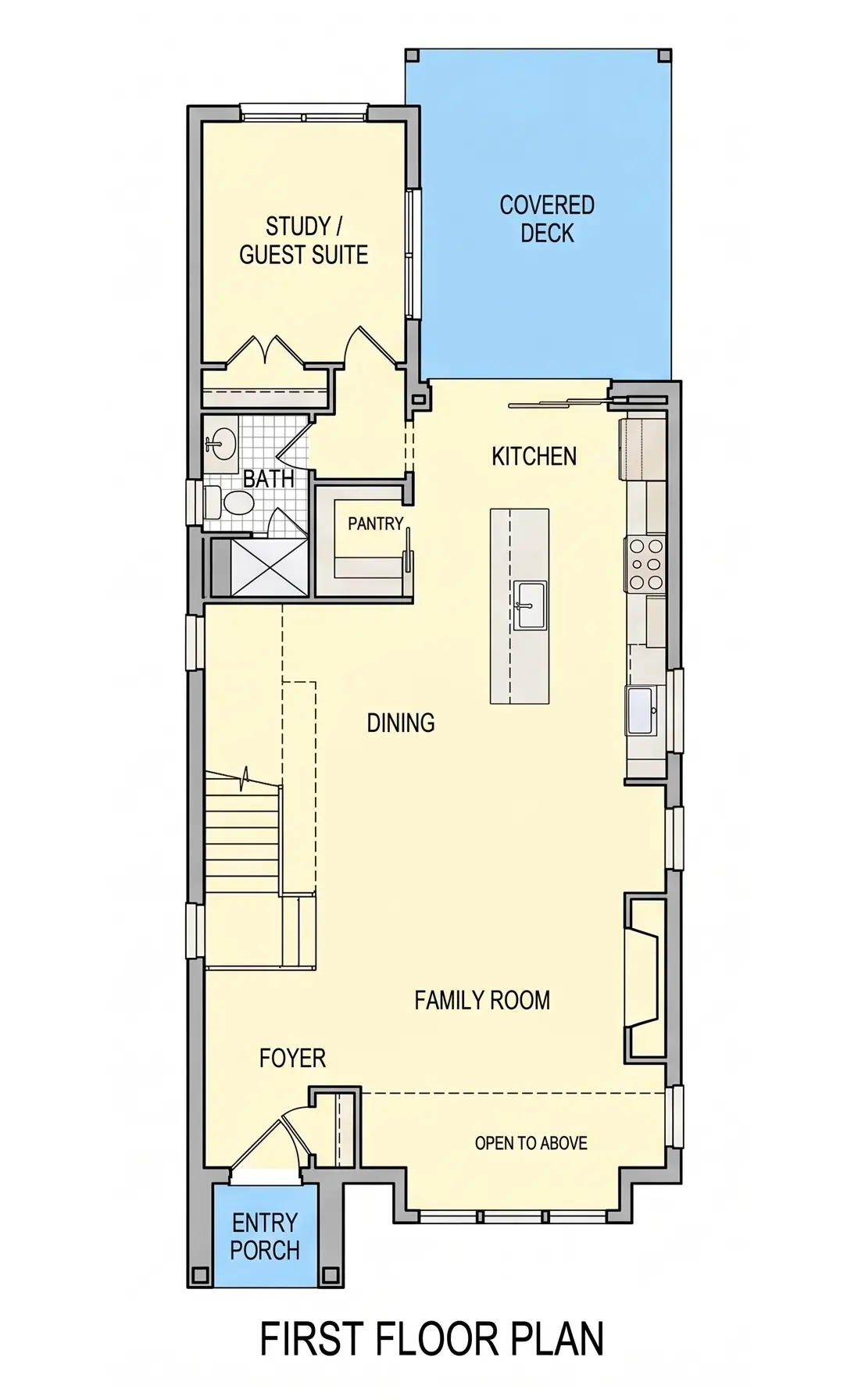Parter 6 – Proiect de casa cu 2 etaje 238 m²: 4 Dormitoare, 3 Bai, Bucatarie deschisa, fara Garaj — 57019R