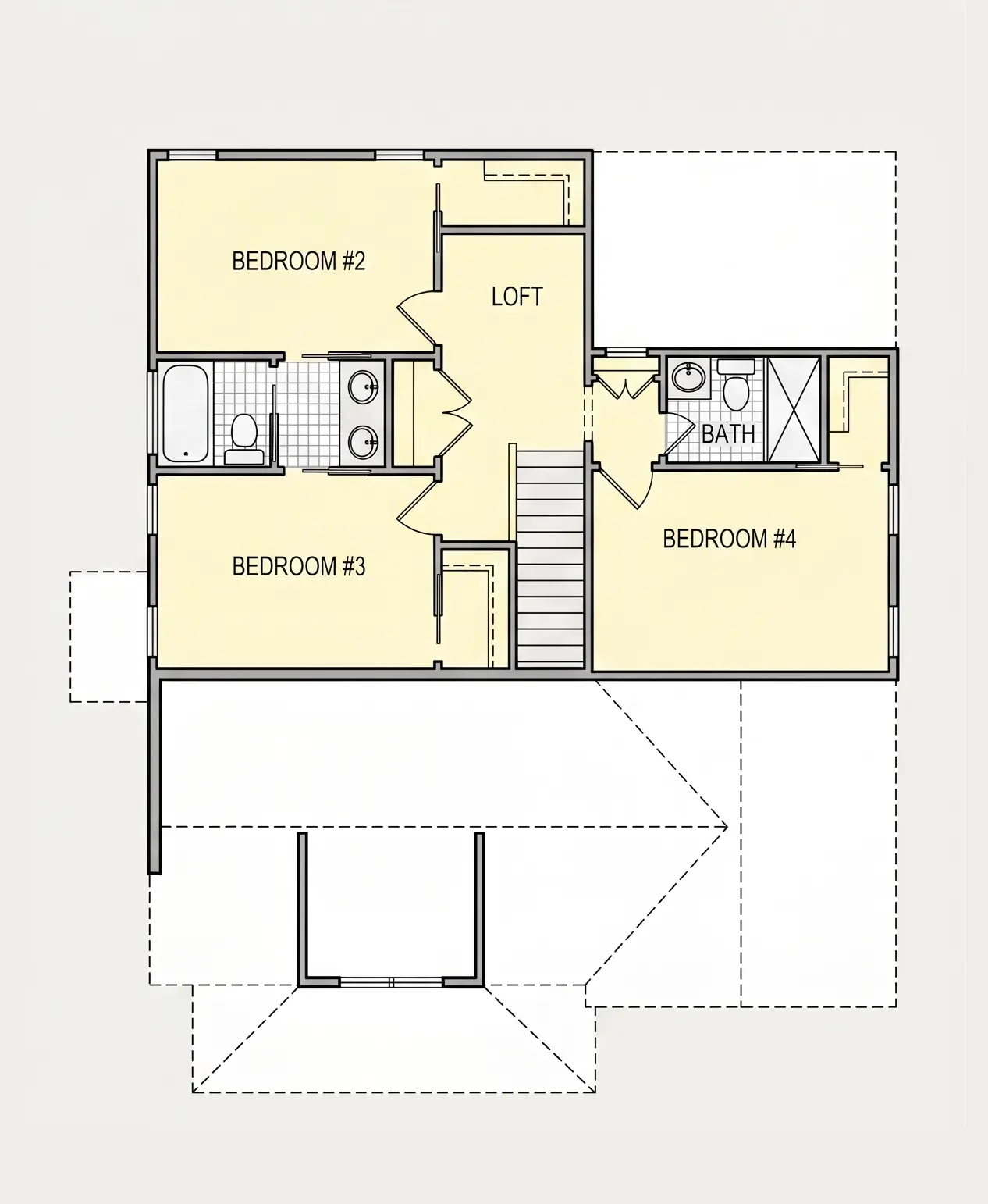 Etaj 1 14 – Proiect de casa parter cu mansardă 181 m²: 4 Dormitoare, 4 Bai, Bucatarie deschisa, fara Garaj — 89622R