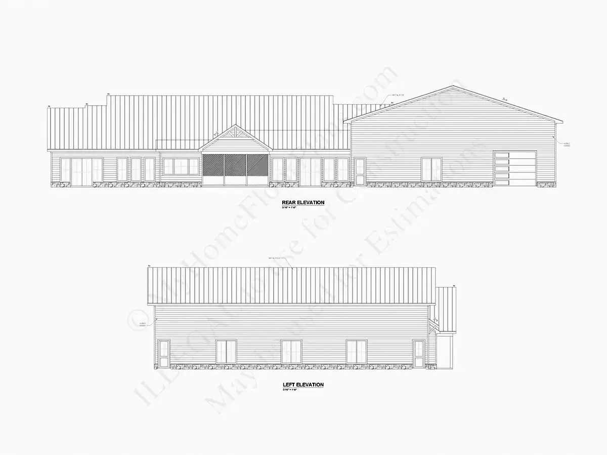 Fațade 7 – Proiect de casa parter 375 m²: 3 Dormitoare, Birou, 5 Bai, Bucatarie deschisa, Garaj — 66314R