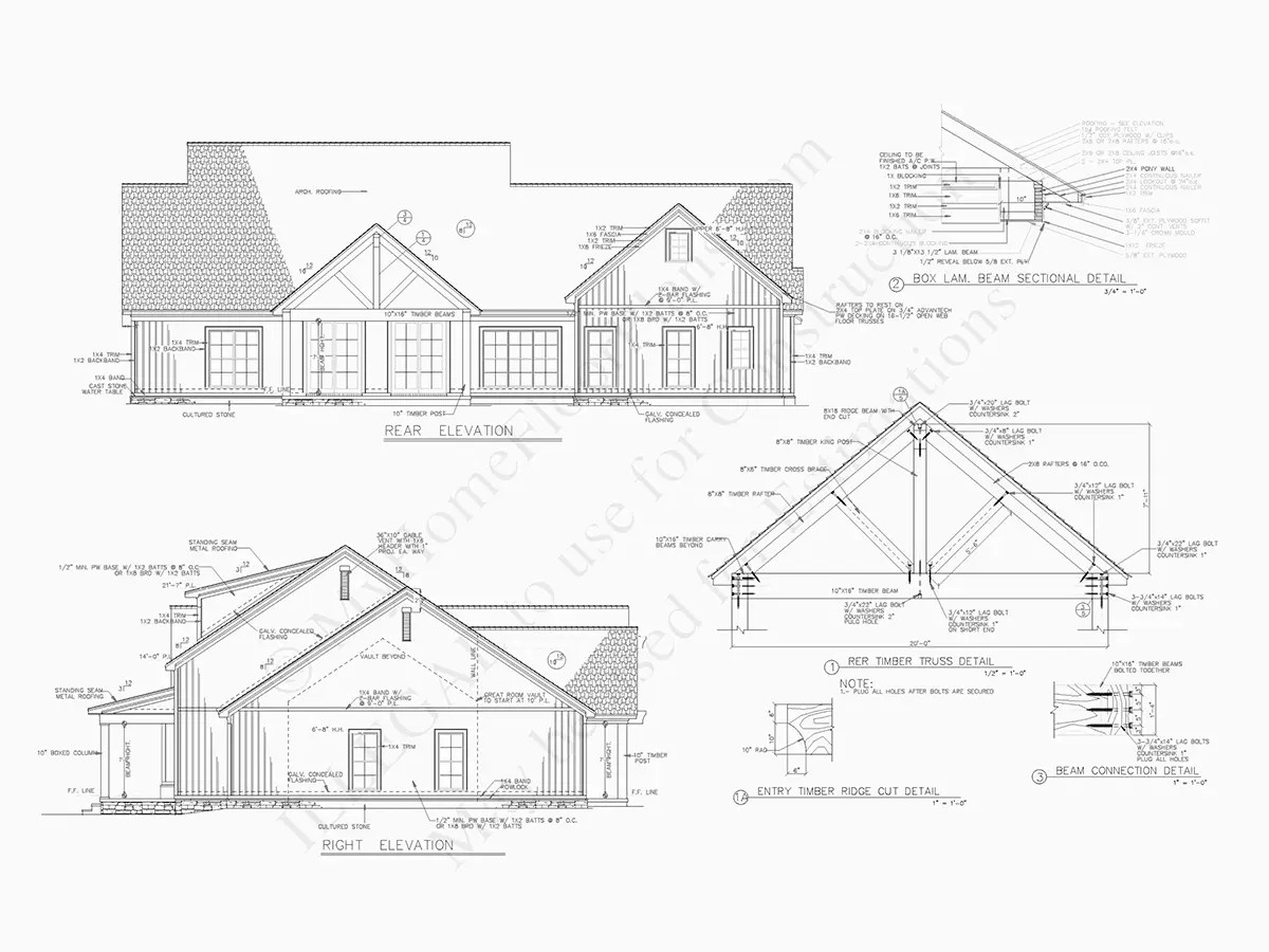 Fațade 12 – Proiect de casa parter cu mansardă 206 m²: 4 Dormitoare, 3 Bai, Bucatarie deschisa, Garaj — 63949R