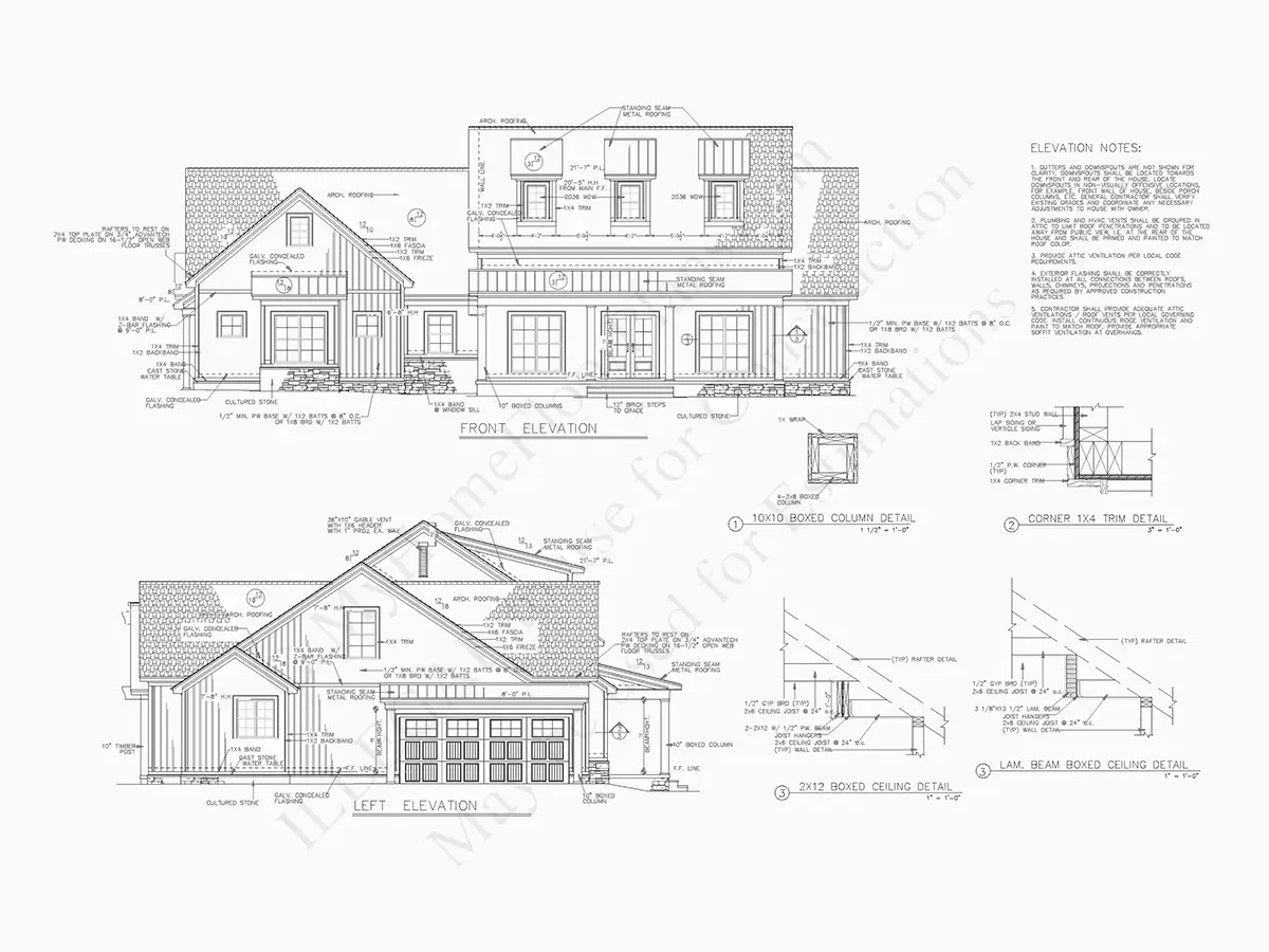 Fațade 11 – Proiect de casa parter cu mansardă 206 m²: 4 Dormitoare, 3 Bai, Bucatarie deschisa, Garaj — 63949R