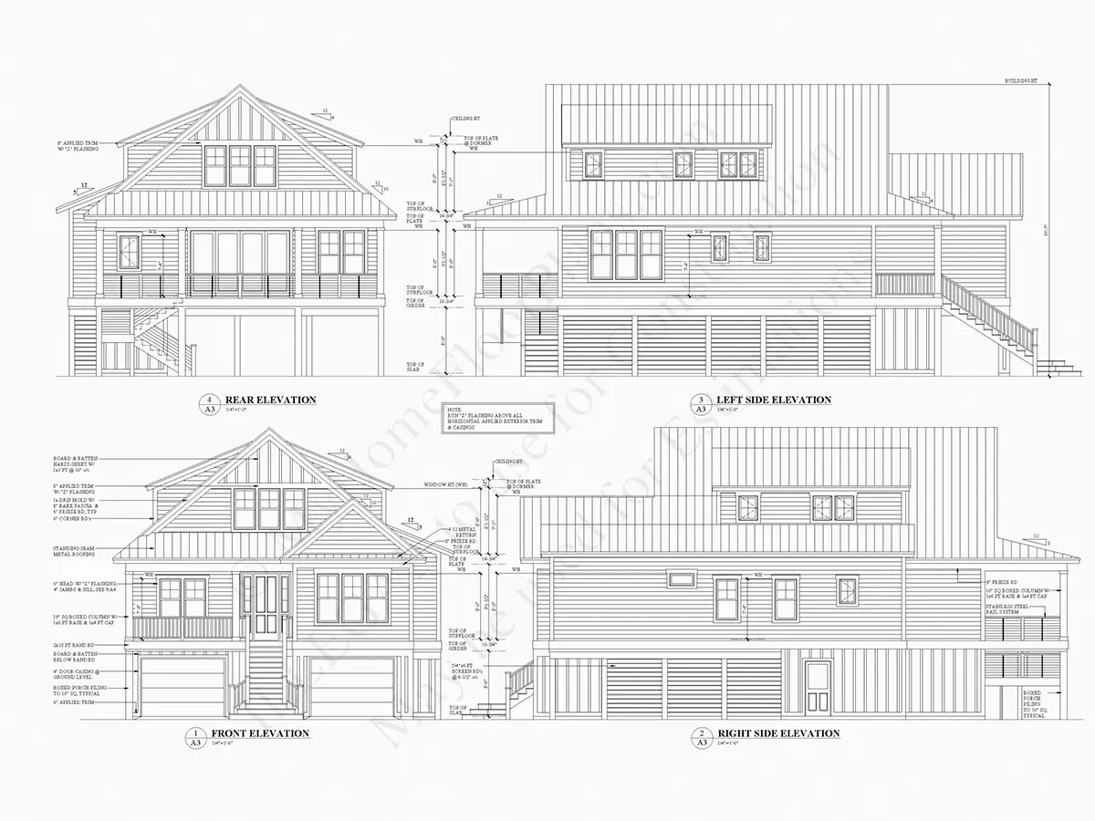 Fațade 5 – Proiect de casa cu 2 etaje 219 m²: 4 Dormitoare, 4 Bai, Bucatarie deschisa, Garaj — 22177R