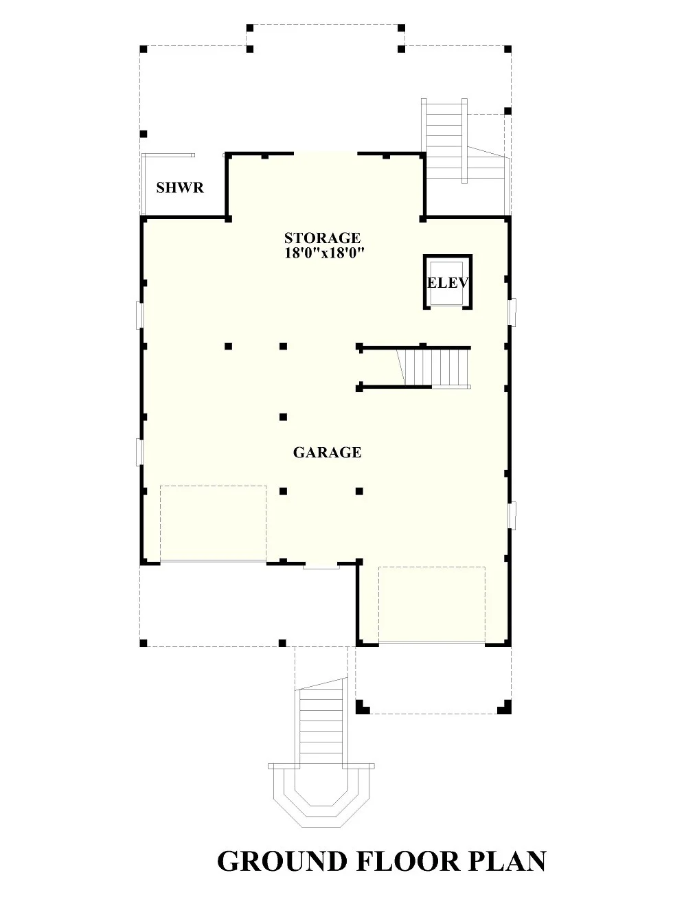 Subsol 6 – Proiect de casa cu 2 etaje 219 m²: 4 Dormitoare, 4 Bai, Bucatarie deschisa, Garaj — 22177R