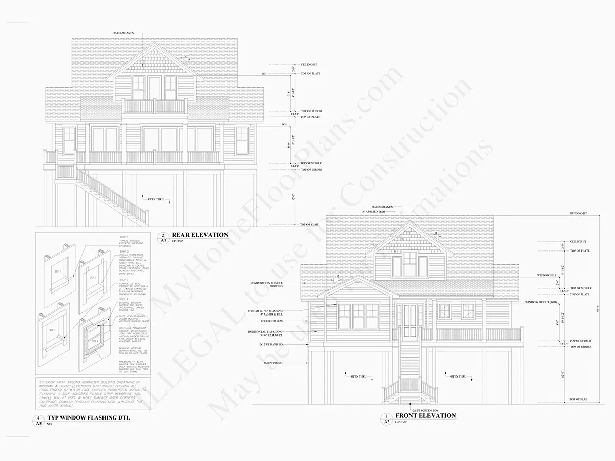 Fațade 7 – Proiect de casa cu 2 etaje 281 m²: 4 Dormitoare, 4 Bai, Bucatarie deschisa, Garaj — 10609R
