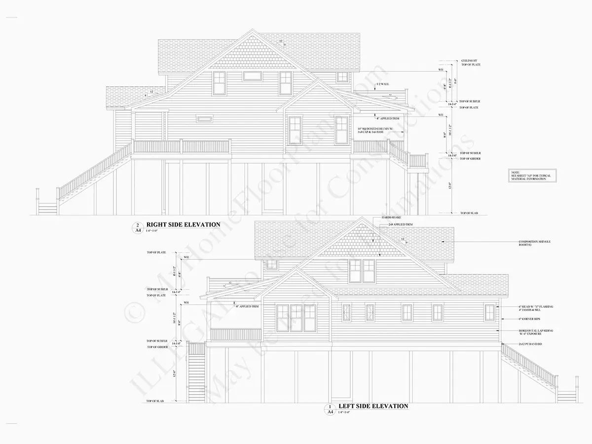 Fațade 8 – Proiect de casa cu 2 etaje 281 m²: 4 Dormitoare, 4 Bai, Bucatarie deschisa, Garaj — 10609R