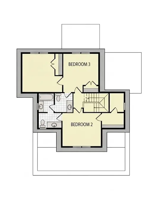 Etaj 1 23 – Proiect de casa parter cu mansardă 157 m²: 4 Dormitoare, 4 Bai, fara Garaj — 82275R