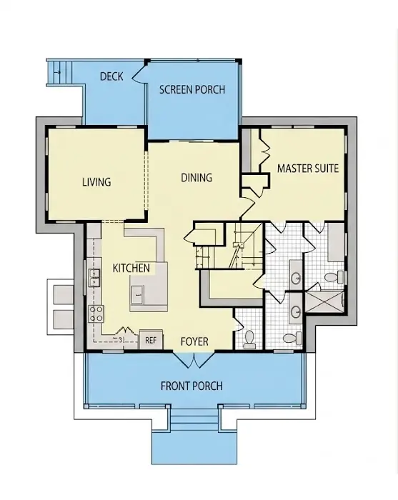 Parter 22 – Proiect de casa parter cu mansardă 157 m²: 4 Dormitoare, 4 Bai, fara Garaj — 82275R