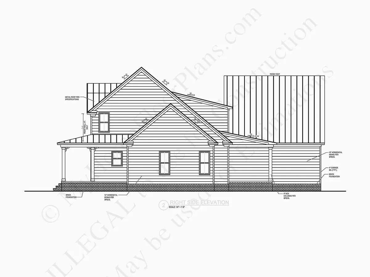 Fațade 12 – Proiect de casa parter cu mansardă 262 m²: 3 Dormitoare, 5 Bai, Bucatarie deschisa, Garaj — 15170R