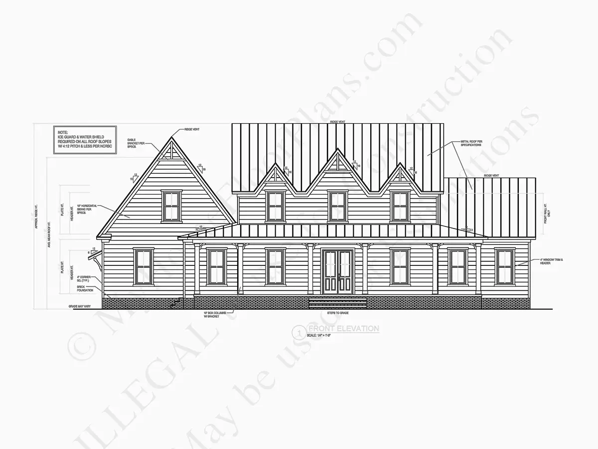 Fațade 8 – Proiect de casa parter cu mansardă 262 m²: 3 Dormitoare, 5 Bai, Bucatarie deschisa, Garaj — 15170R