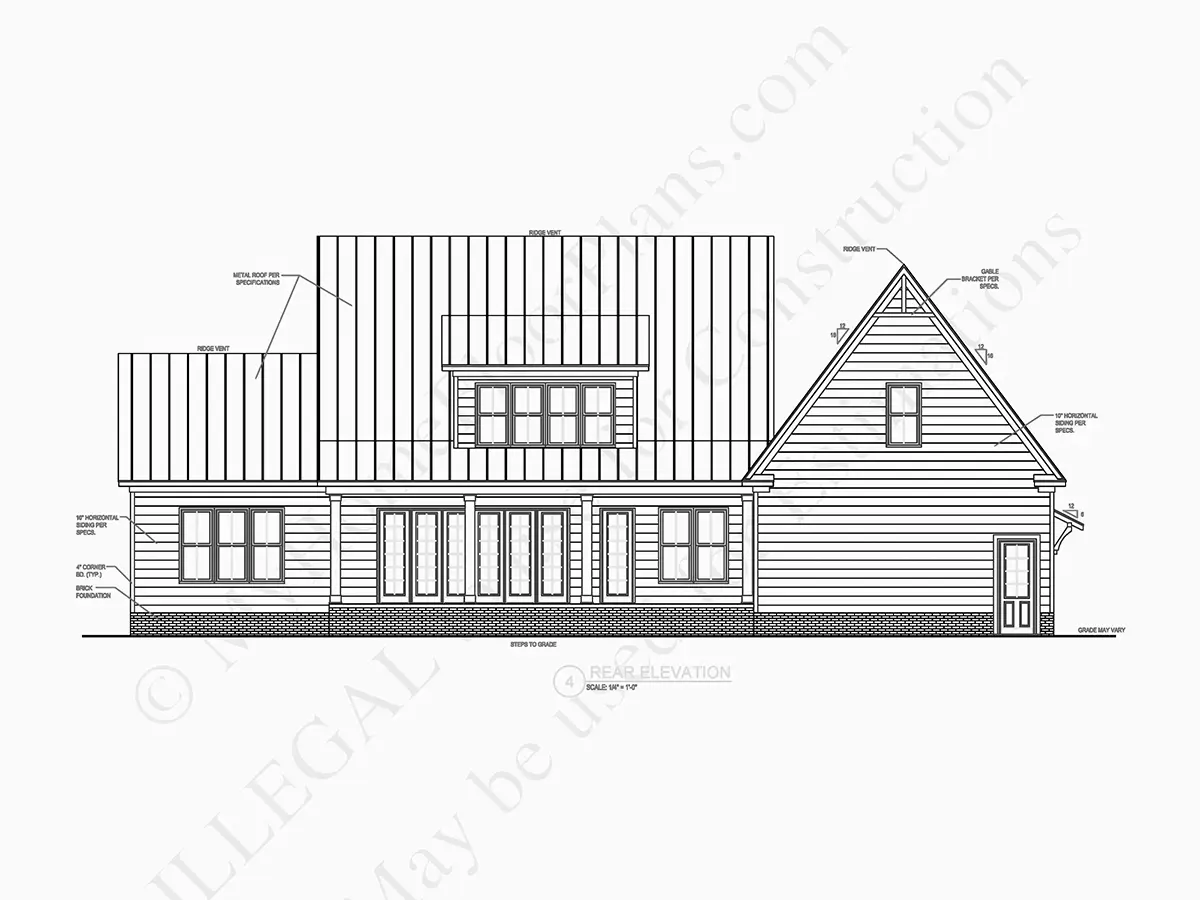 Fațade 11 – Proiect de casa parter cu mansardă 262 m²: 3 Dormitoare, 5 Bai, Bucatarie deschisa, Garaj — 15170R