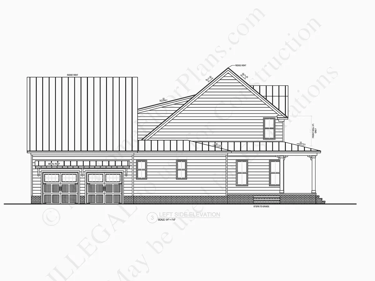 Fațade 10 – Proiect de casa parter cu mansardă 262 m²: 3 Dormitoare, 5 Bai, Bucatarie deschisa, Garaj — 15170R