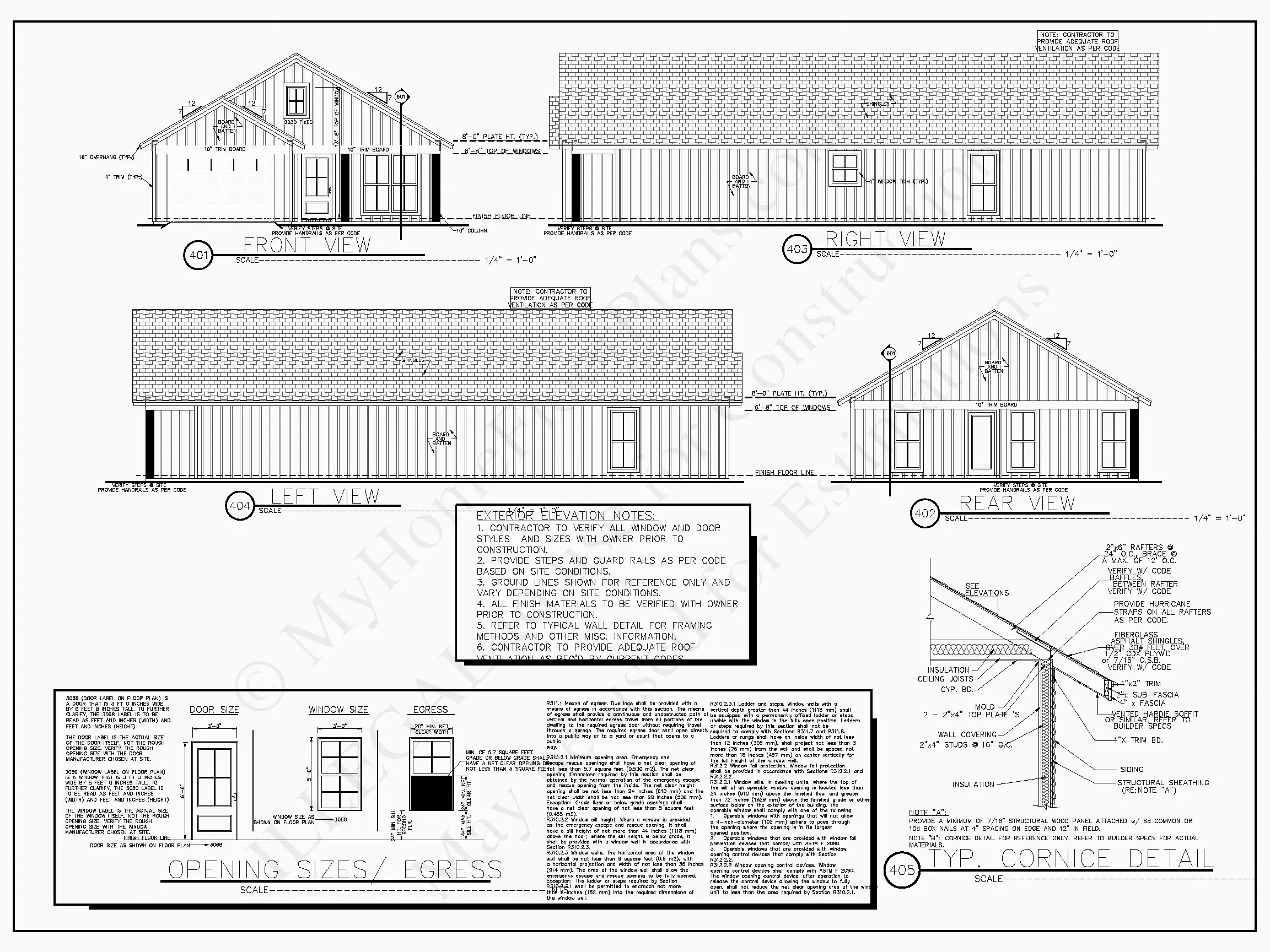 Fațade 6 – Proiect de casa parter 120 m²: 3 Dormitoare, 2 Bai, Bucatarie deschisa, Garaj — 35591R