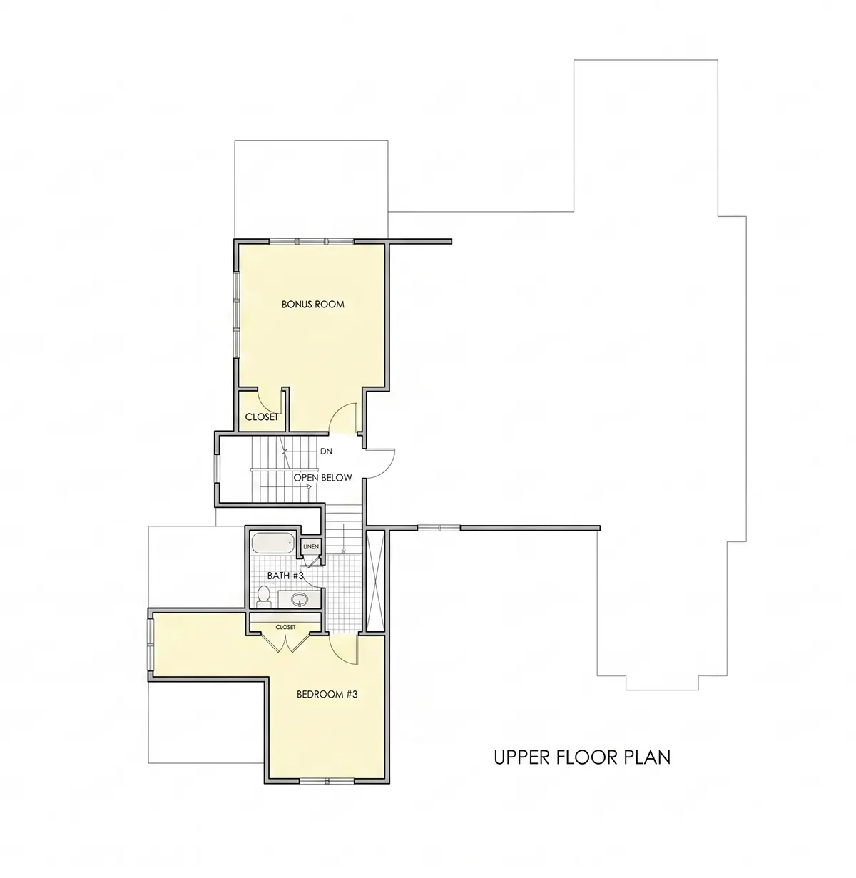 Etaj 1 17 – Proiect de casa parter cu mansardă 313 m²: 3 Dormitoare, Birou, 4 Bai, Bucatarie deschisa, Garaj — 90504R