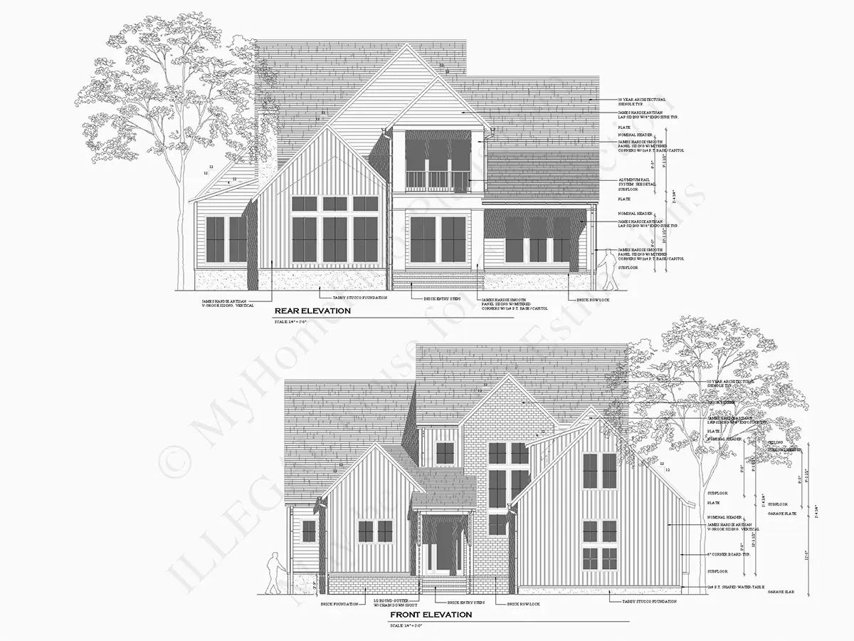 Fațade 10 – Proiect de casa parter cu mansardă 398 m²: 3 Dormitoare, 4 Bai, Bucatarie deschisa, Garaj — 14013R
