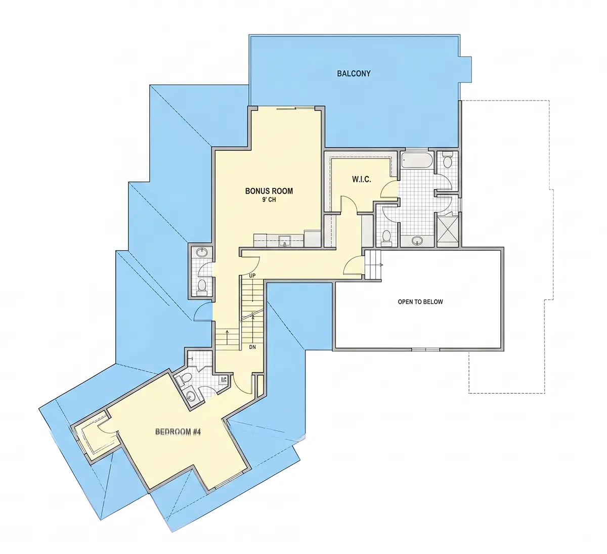 Etaj 1 23 – Proiect de casa cu etaj 331 m²: 4 Dormitoare, Birou, 7 Bai, Bucatarie deschisa, Garaj — 27439R