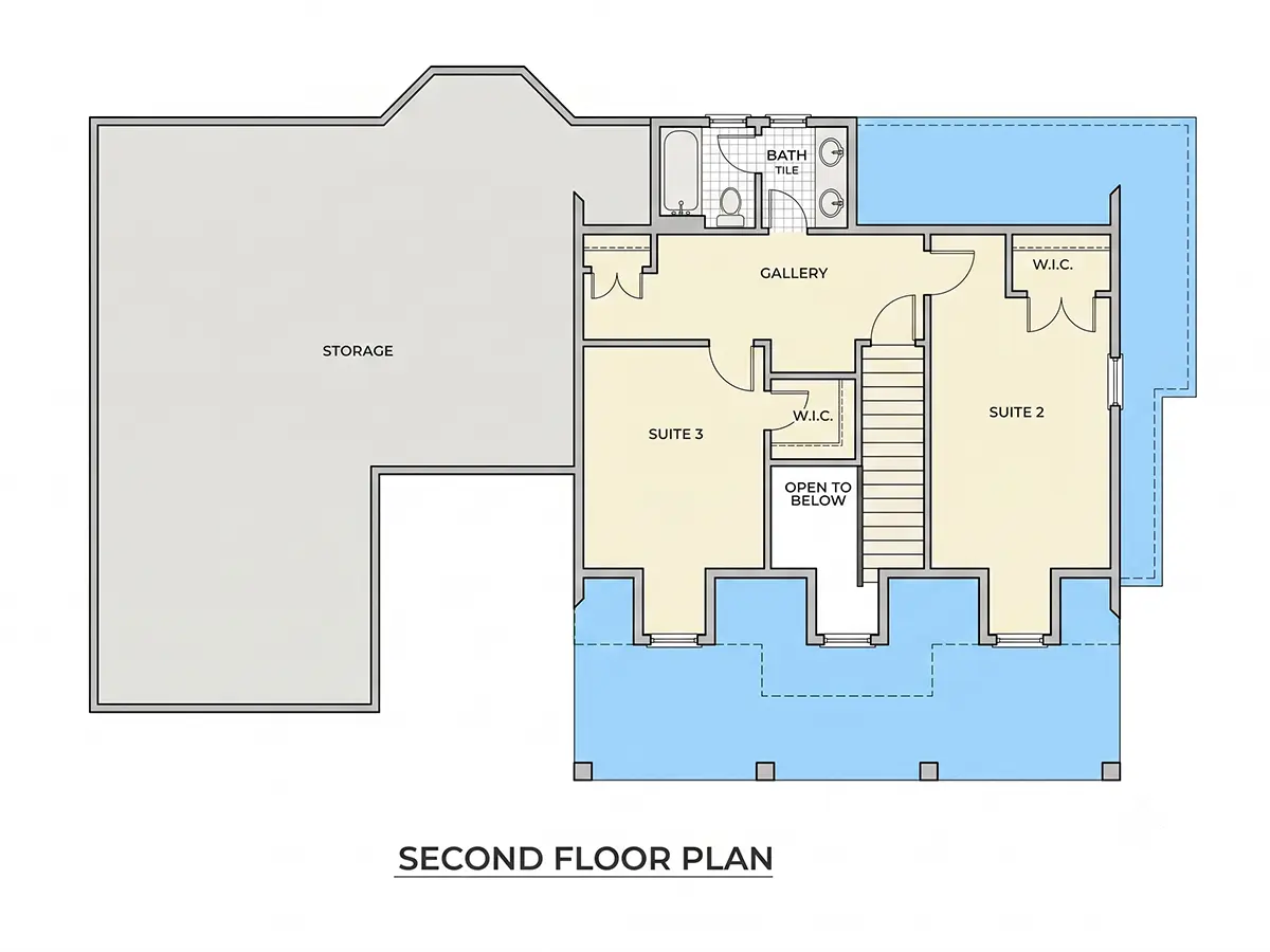 Etaj 1 8 – Proiect de casa parter cu mansardă 249 m²: 3 Dormitoare, Birou, 3 Bai, Bucatarie deschisa, Garaj — 74941R