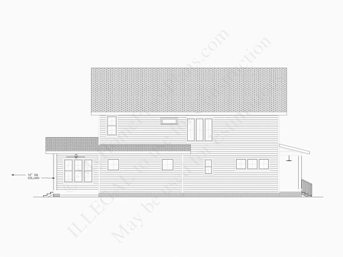 Fațade 8 – Proiect de casa cu etaj 445 m²: 4 Dormitoare, Birou, 5 Bai, Bucatarie deschisa, Garaj — 70535R