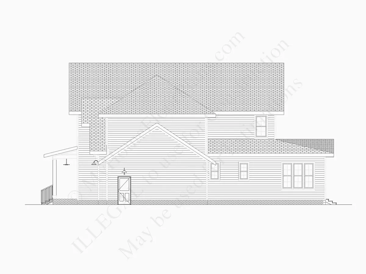 Fațade 7 – Proiect de casa cu etaj 445 m²: 4 Dormitoare, Birou, 5 Bai, Bucatarie deschisa, Garaj — 70535R
