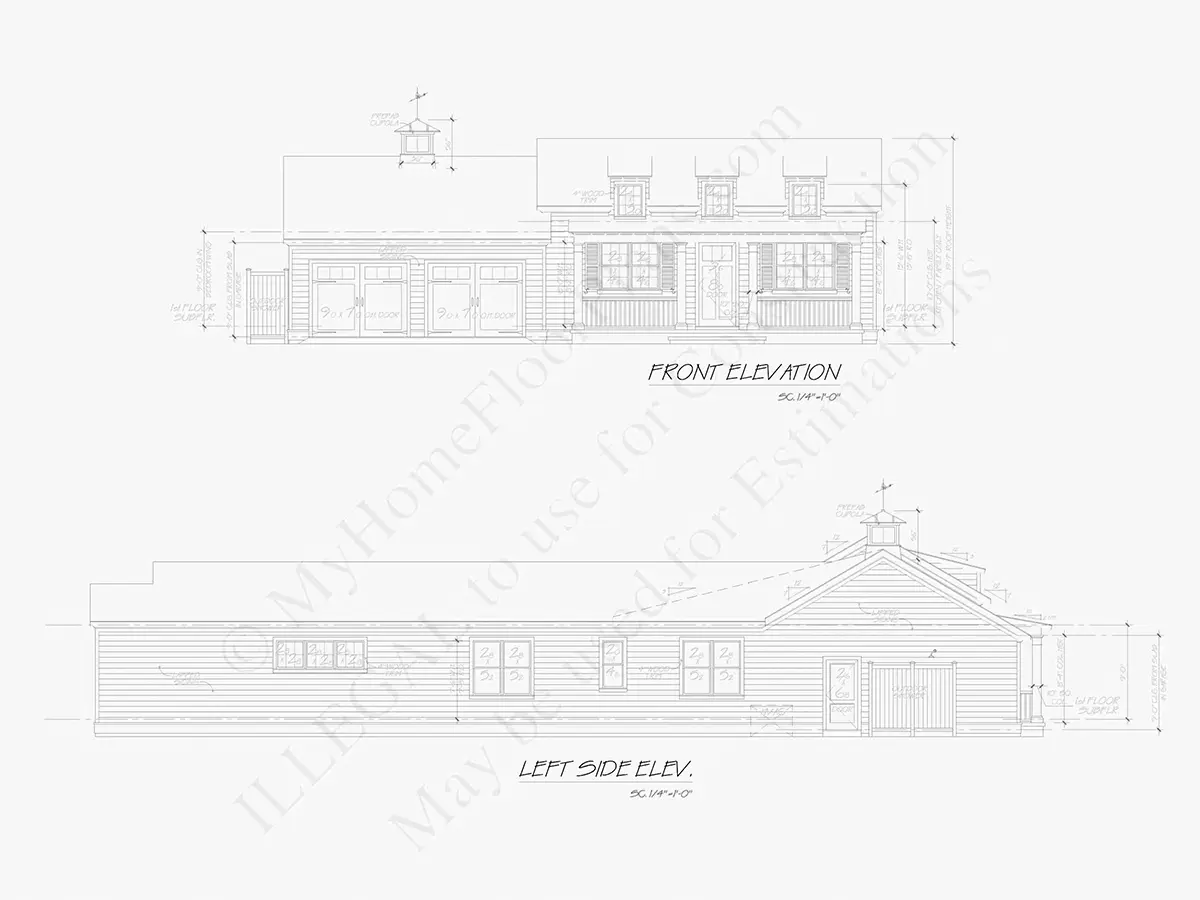 Fațade 7 – Proiect de casa parter 175 m²: 3 Dormitoare, 3 Bai, Bucatarie deschisa, Garaj — 70574R