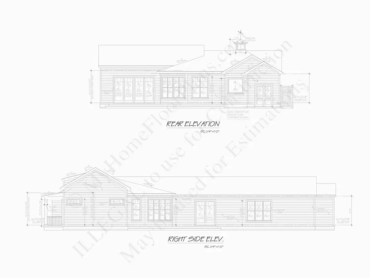 Fațade 8 – Proiect de casa parter 175 m²: 3 Dormitoare, 3 Bai, Bucatarie deschisa, Garaj — 70574R