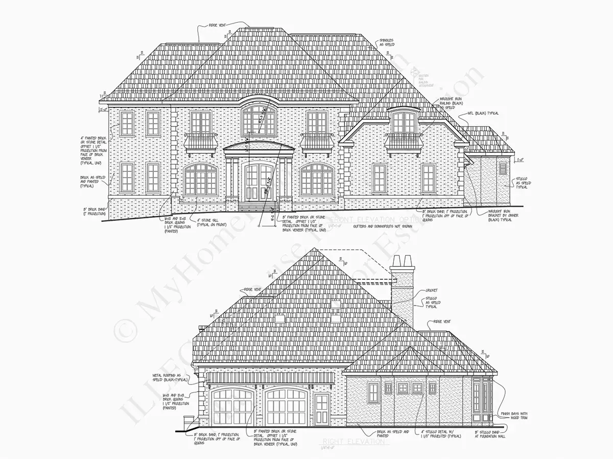 Proiect de casa cu etaj 479 m²: 4 Dormitoare, Birou, 5 Bai, Garaj