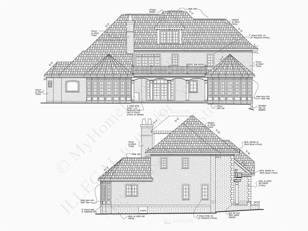 Proiect de casa cu etaj 479 m²: 4 Dormitoare, Birou, 5 Bai, Garaj