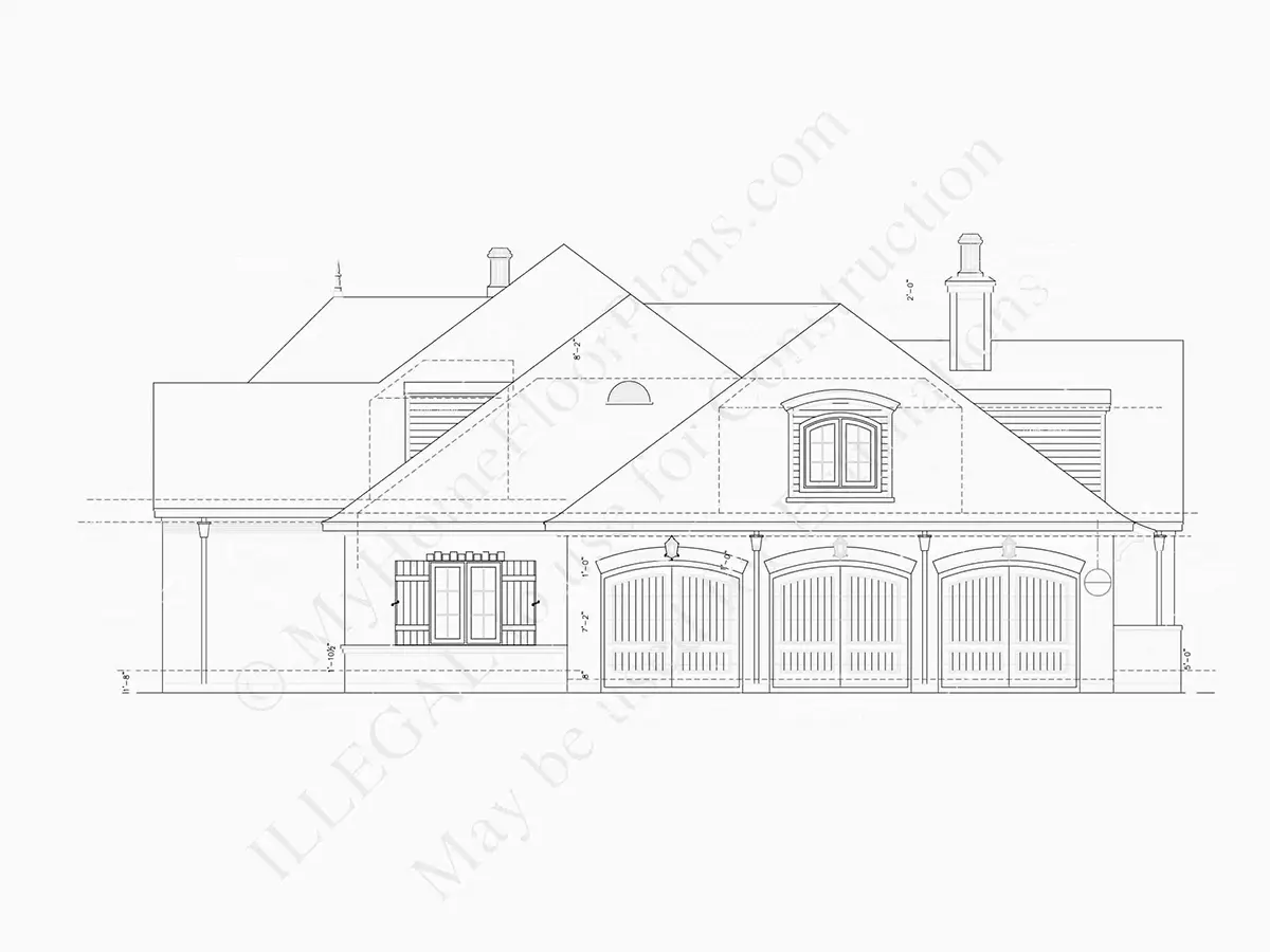 Proiect de casa parter cu mansardă 633 m²: 4 Dormitoare, Birou, 6 Bai, Bucatarie deschisa, Garaj