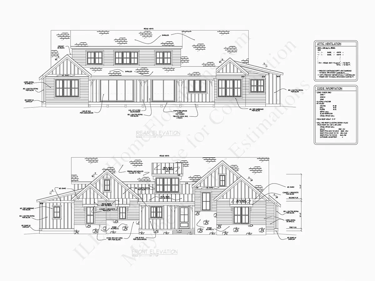 Proiect de casa parter cu mansardă 387 m²: 4 Dormitoare, Birou, 5 Bai, Bucatarie deschisa, Garaj