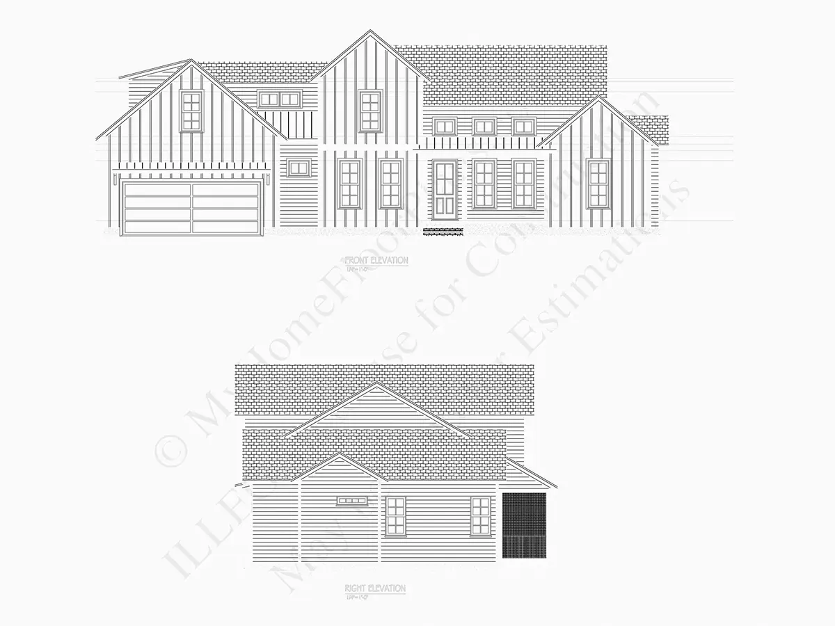 Proiect de casa cu etaj 238 m²: 4 Dormitoare, Birou, 4 Bai, Bucatarie deschisa, Garaj